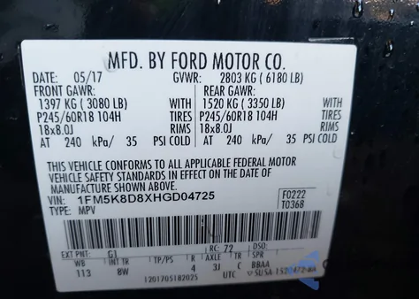 2017 Ford Explorer Xlt z USA, uszkodzony, nr VIN 1FM5K8D8XHGD04725